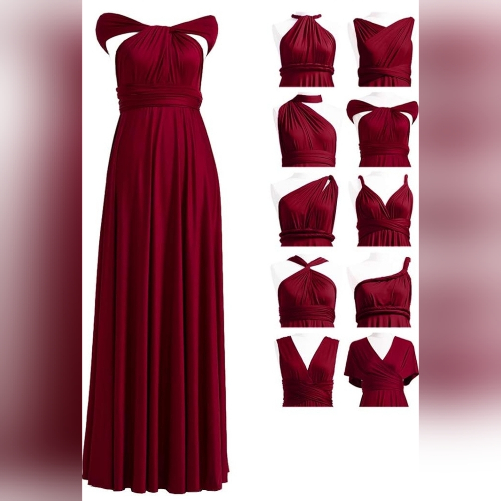 NWT 72Styles Burgundy red convertible maxi dress. One Size.
